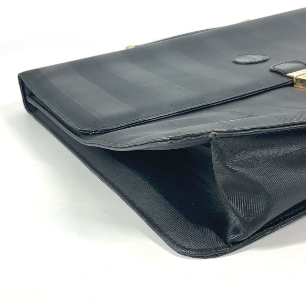 FENDI Business bag PVC / Leather black vintage Pecan logo unisex(Unisex) Used Authentic