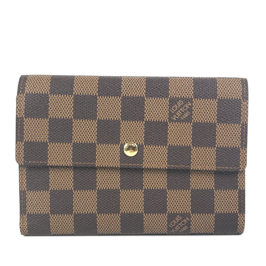 LOUIS VUITTON Trifold wallet N61202 Damier canvas Brown Damier Porte Tresor  Etui Papie unisex(Unisex) Used Authentic