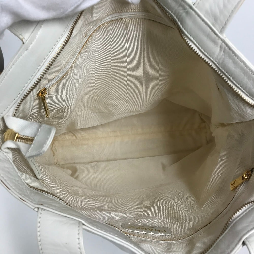 CHANEL Shoulder Bag leather white CC COCO Mark overall logo Women Used Authentic