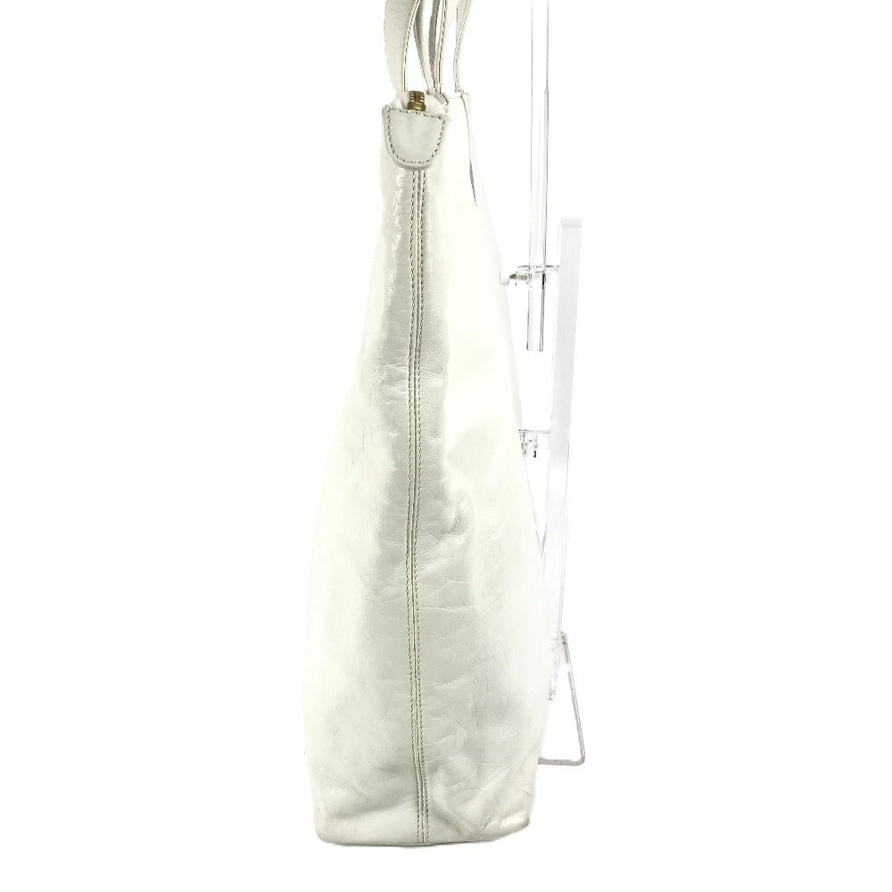 CHANEL Shoulder Bag leather white CC COCO Mark overall logo Women Used Authentic