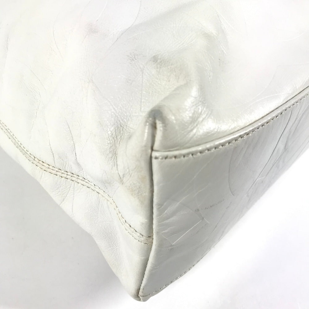CHANEL Shoulder Bag leather white CC COCO Mark overall logo Women Used Authentic