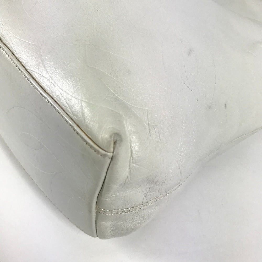 CHANEL Shoulder Bag leather white CC COCO Mark overall logo Women Used Authentic