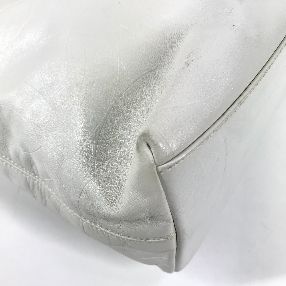 CHANEL Shoulder Bag leather white CC COCO Mark overall logo Women Used Authentic