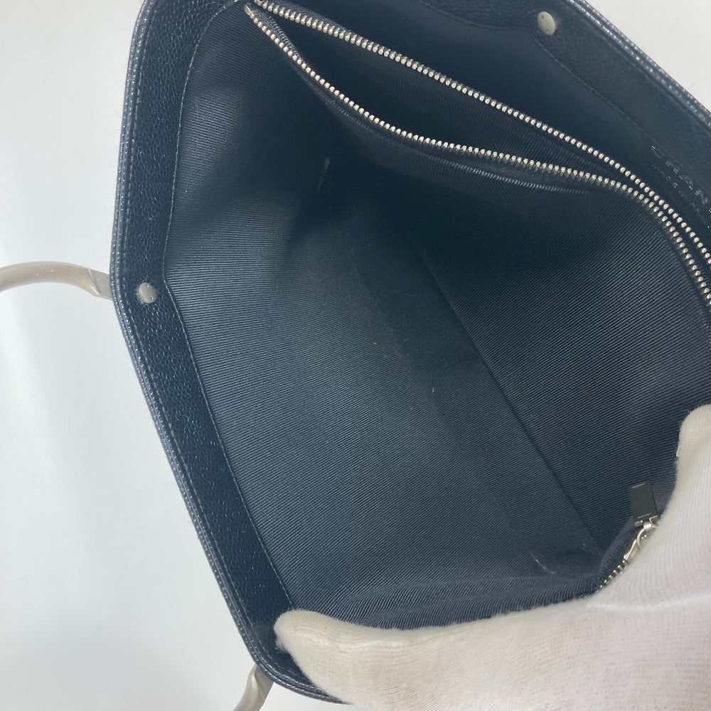 CHANEL Handbag Caviar skin black Metal handle CC COCO Mark logo