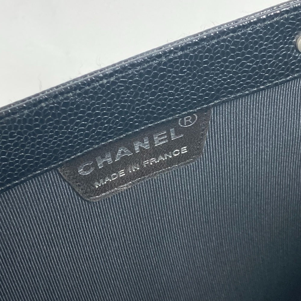 CHANEL Handbag Caviar skin black Metal handle CC COCO Mark logo