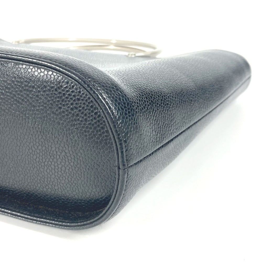 CHANEL Handbag Caviar skin black Metal handle CC COCO Mark logo