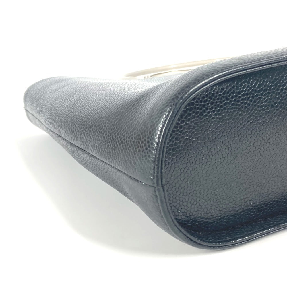 CHANEL Handbag Caviar skin black Metal handle CC COCO Mark logo