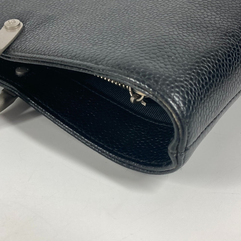 CHANEL Handbag Caviar skin black Metal handle CC COCO Mark logo