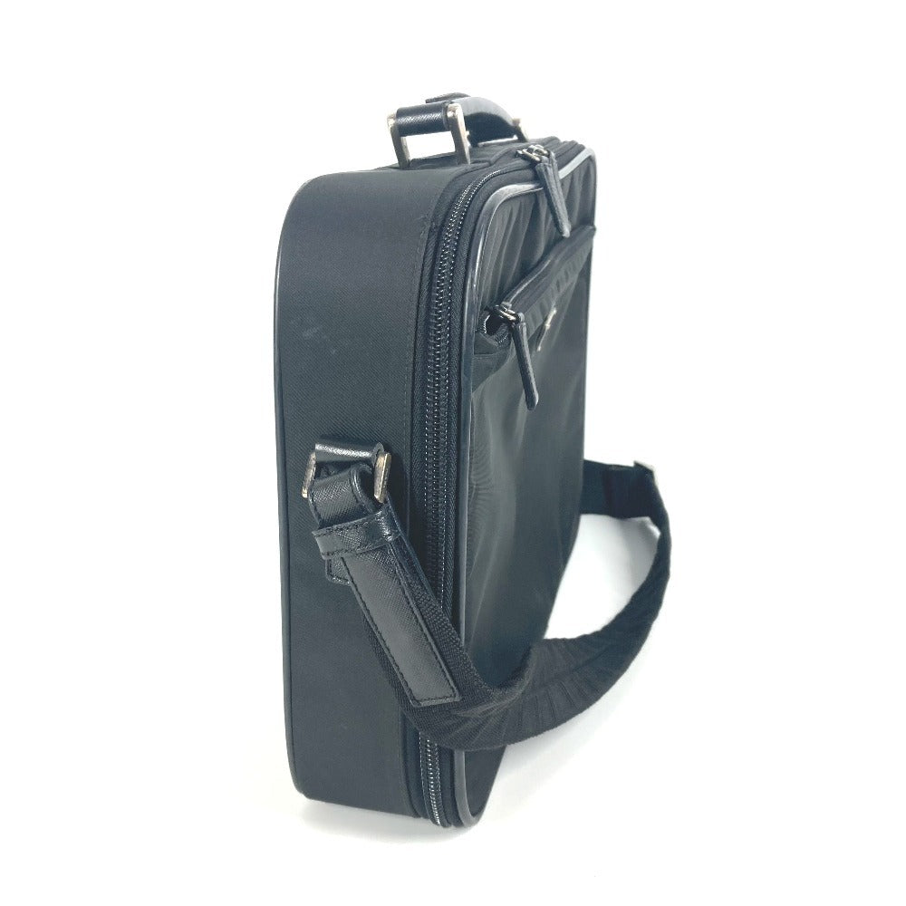PRADA Shoulder Bag Leather / nylon black Triangle logo plate
