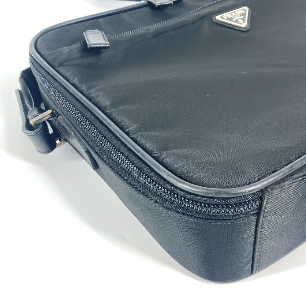 PRADA Shoulder Bag Leather / nylon black Triangle logo plate