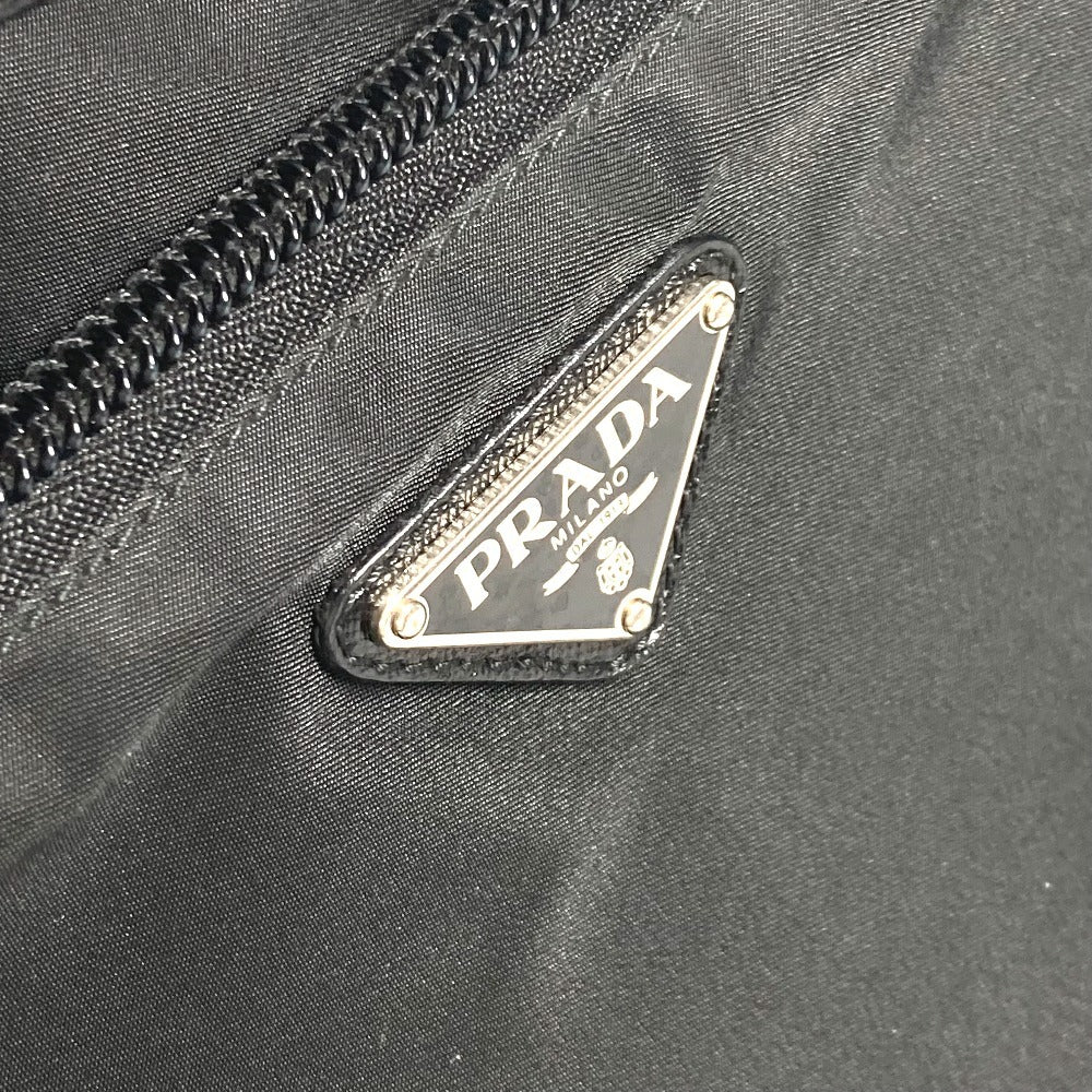 PRADA Shoulder Bag Leather / nylon black Triangle logo plate