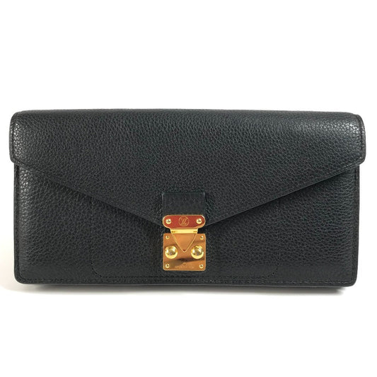 LOUIS VUITTON Long Wallet Purse Calf leather black