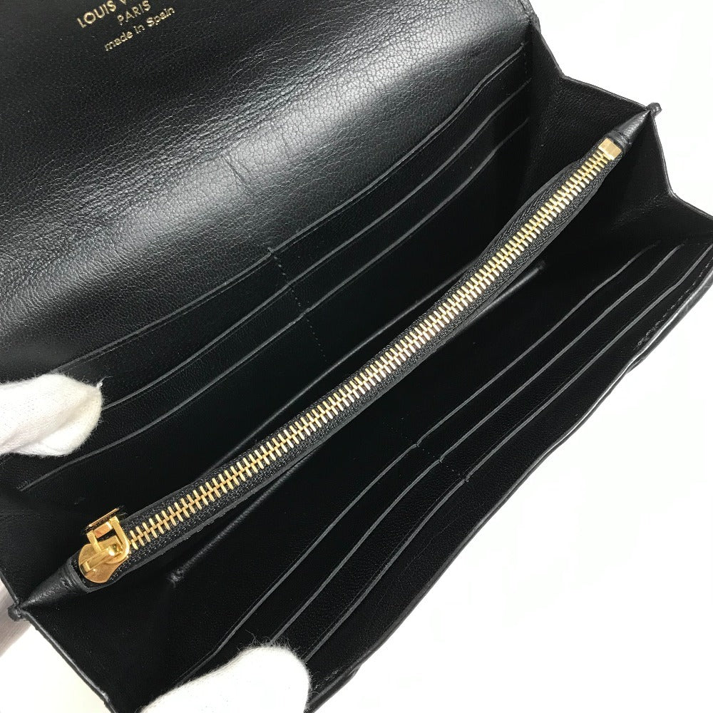 LOUIS VUITTON Long Wallet Purse Calf leather black