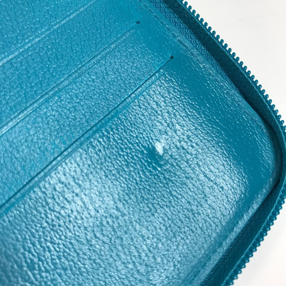 CHANEL Long Wallet Purse leather blue Camellia CC COCO Mark