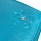 CHANEL Long Wallet Purse leather blue Camellia CC COCO Mark
