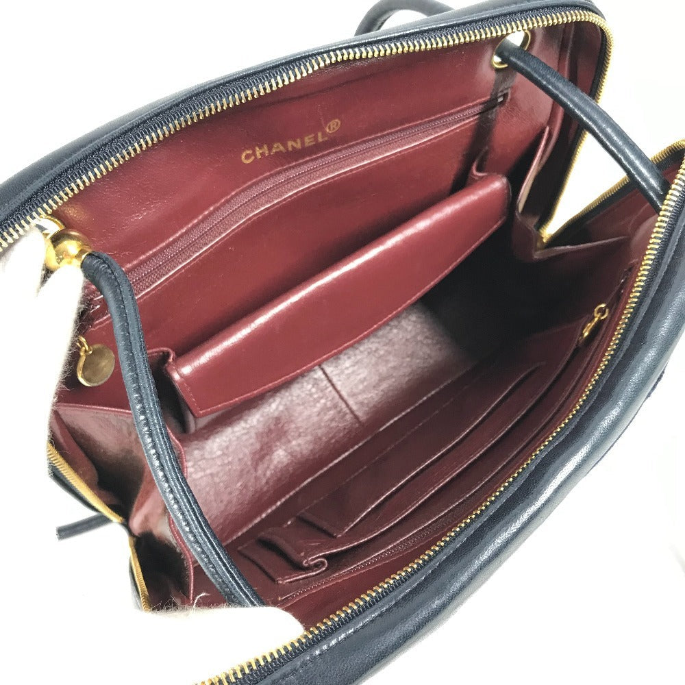 CHANEL Shoulder Bag Jersey, Leather Navy vintage quilting