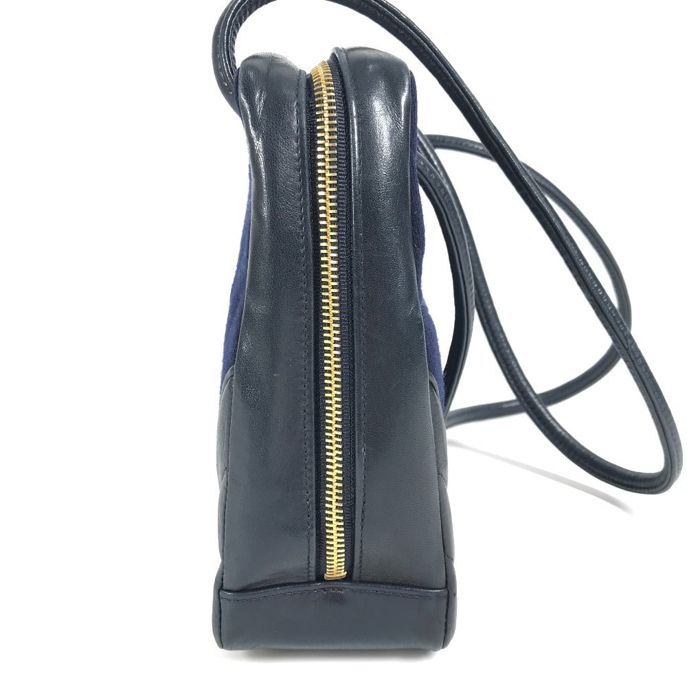 CHANEL Shoulder Bag Jersey, Leather Navy vintage quilting