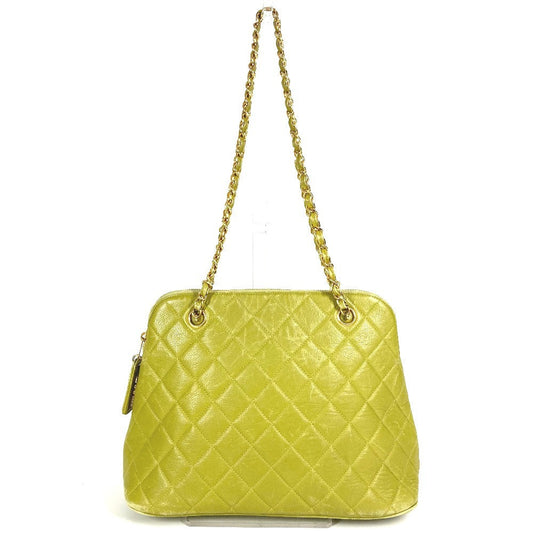 CHANEL Shoulder Bag Caviar skin Light green vintage Matelasse WChain Tote Bag