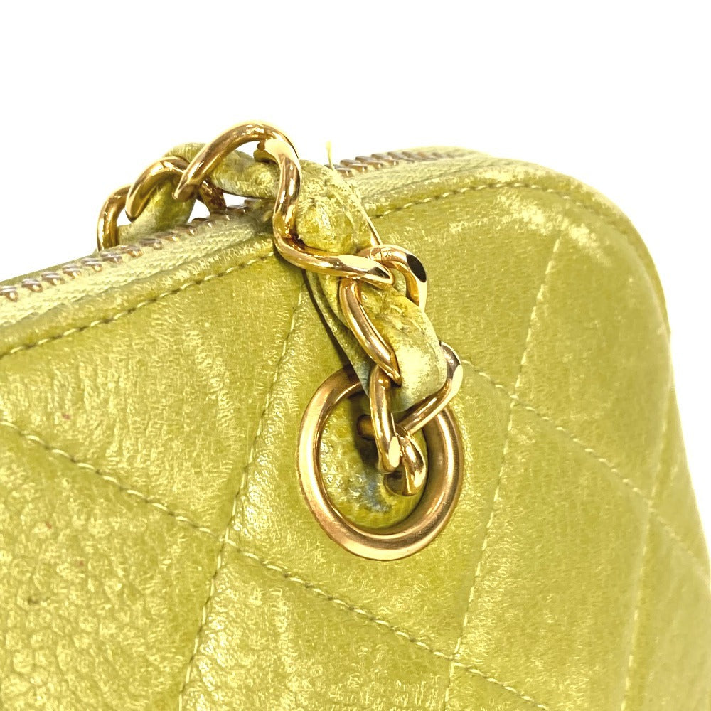 CHANEL Shoulder Bag Caviar skin Light green vintage Matelasse WChain Tote Bag