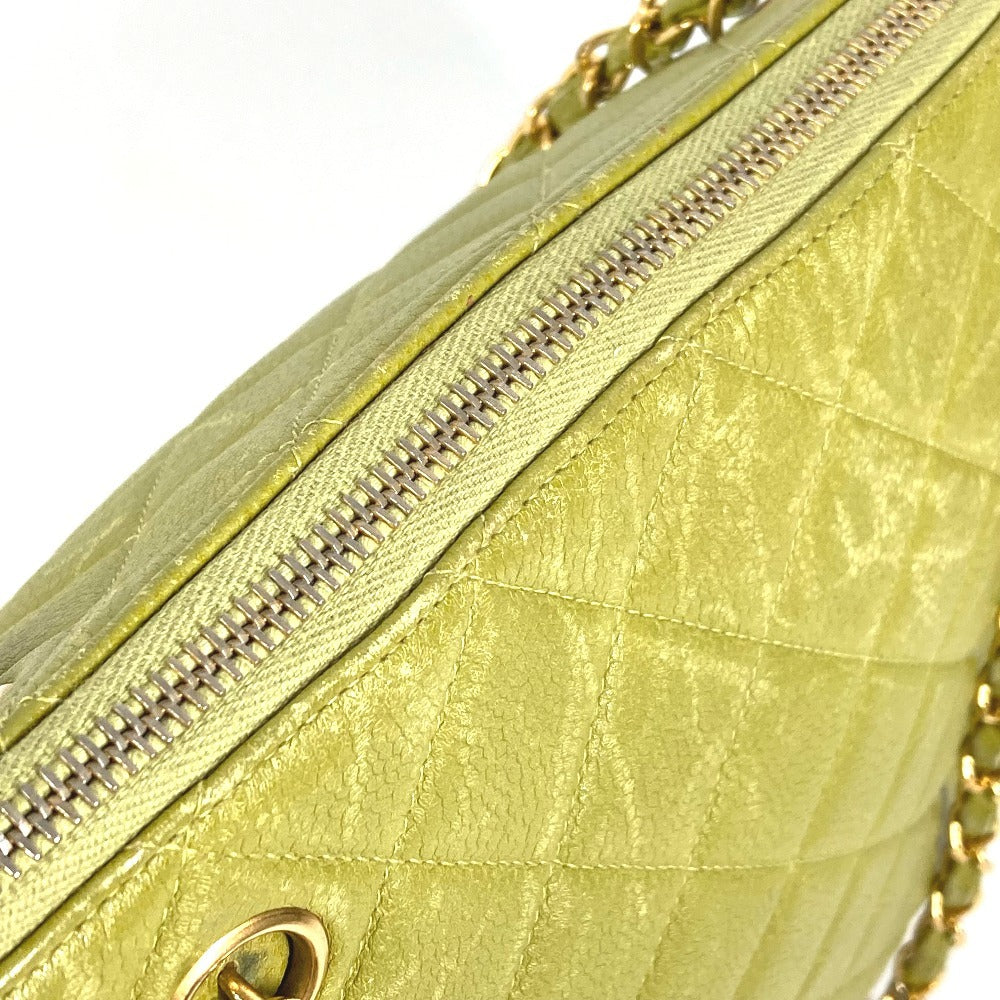 CHANEL Shoulder Bag Caviar skin Light green vintage Matelasse WChain Tote Bag