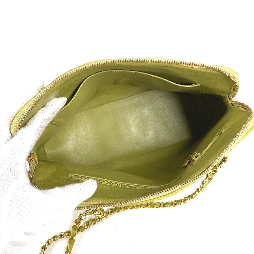 CHANEL Shoulder Bag Caviar skin Light green vintage Matelasse WChain Tote Bag