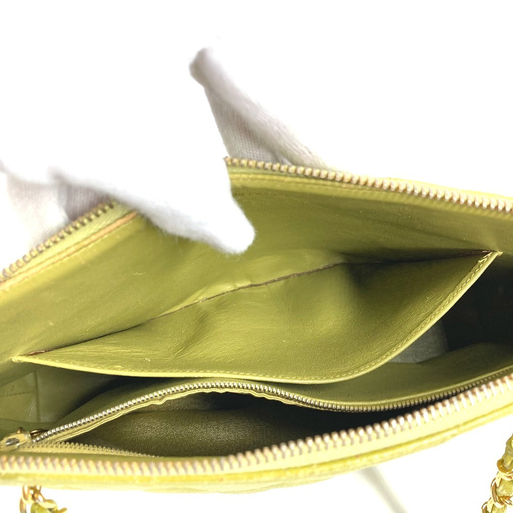 CHANEL Shoulder Bag Caviar skin Light green vintage Matelasse WChain Tote Bag