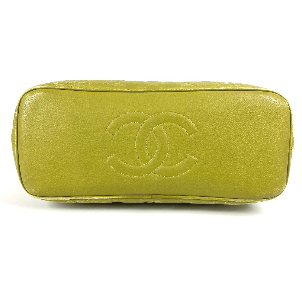 CHANEL Shoulder Bag Caviar skin Light green vintage Matelasse WChain Tote Bag