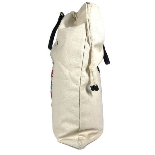 GUCCI Shoulder Bag 552403 Leather / canvas white Flower Flora Chateau Marmont Drawstring Tote Bag
