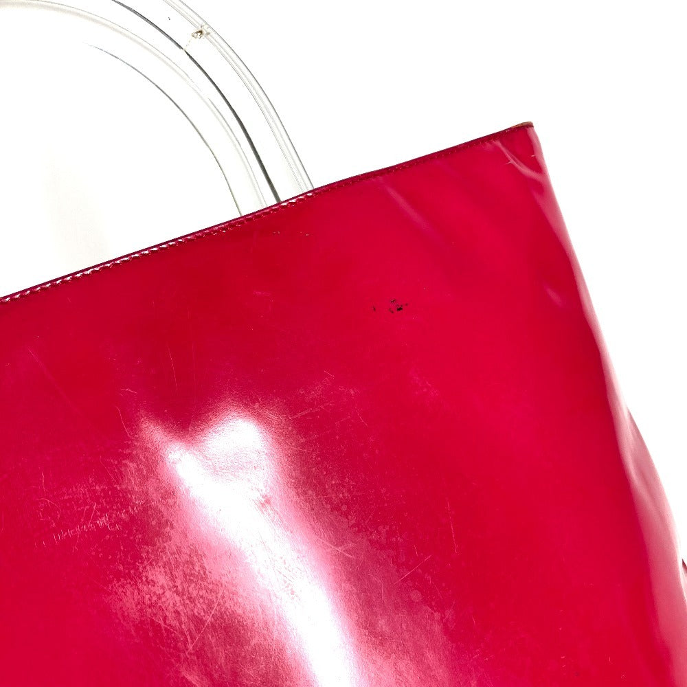 PRADA Handbag enamel pink Plat Stick handle Triangle logo plate