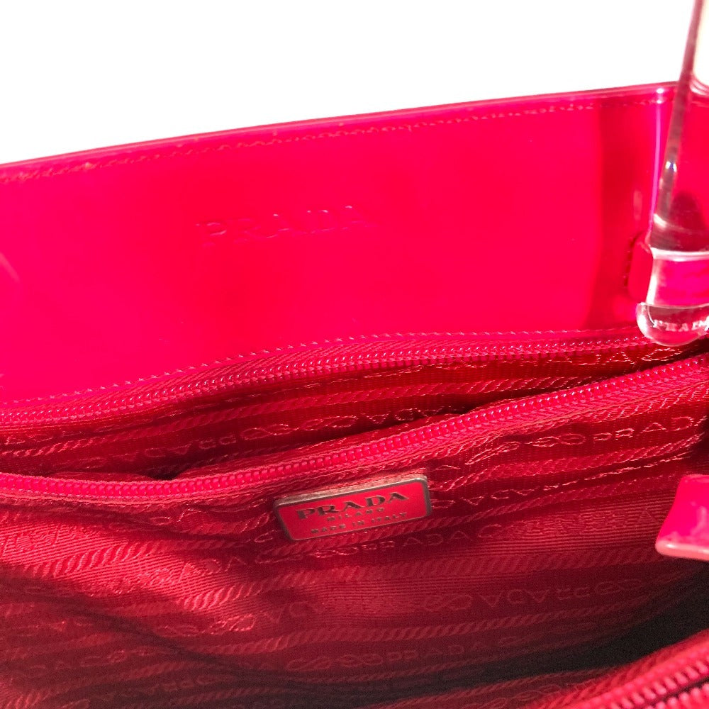 PRADA Handbag enamel pink Plat Stick handle Triangle logo plate
