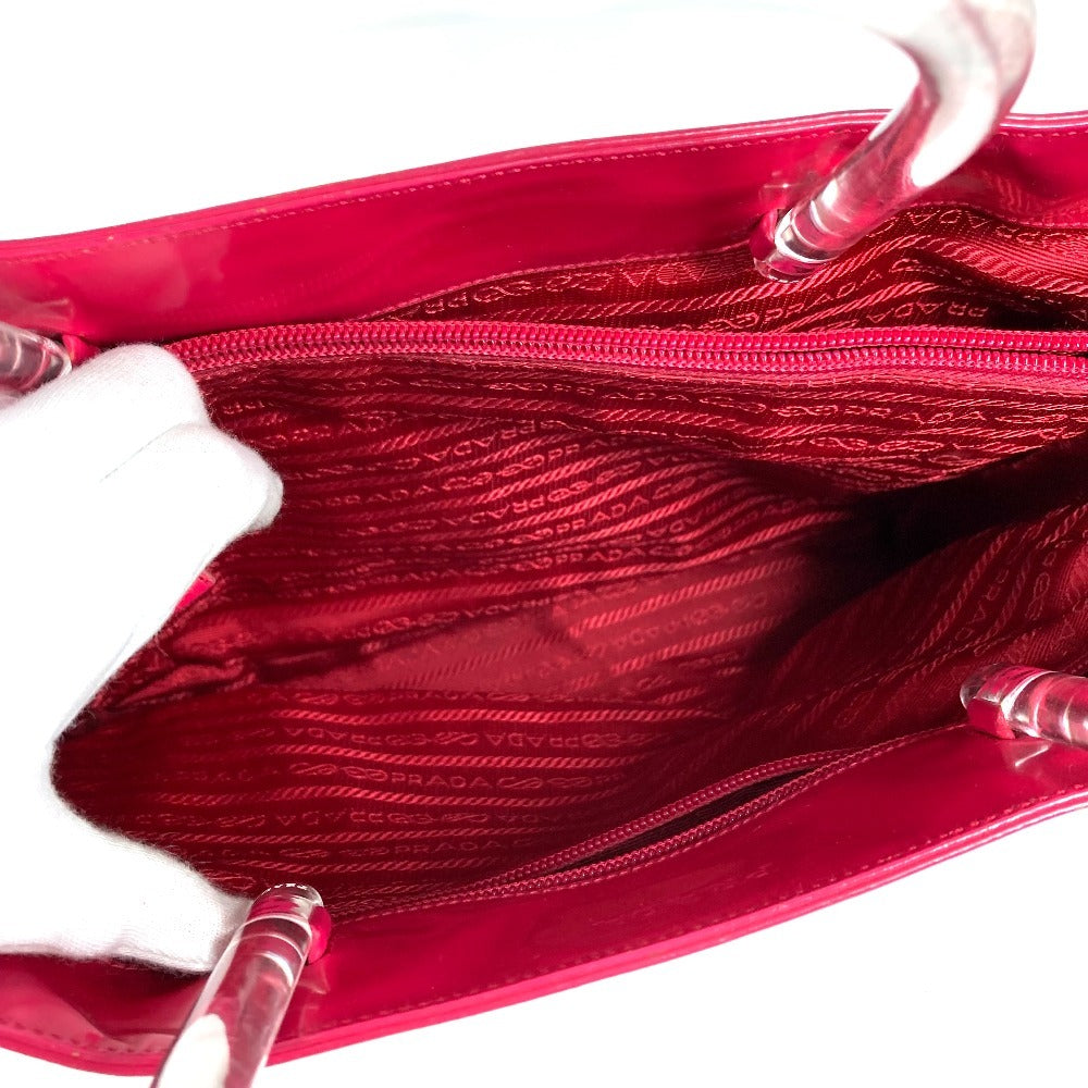 PRADA Handbag enamel pink Plat Stick handle Triangle logo plate