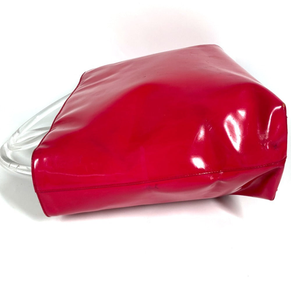 PRADA Handbag enamel pink Plat Stick handle Triangle logo plate