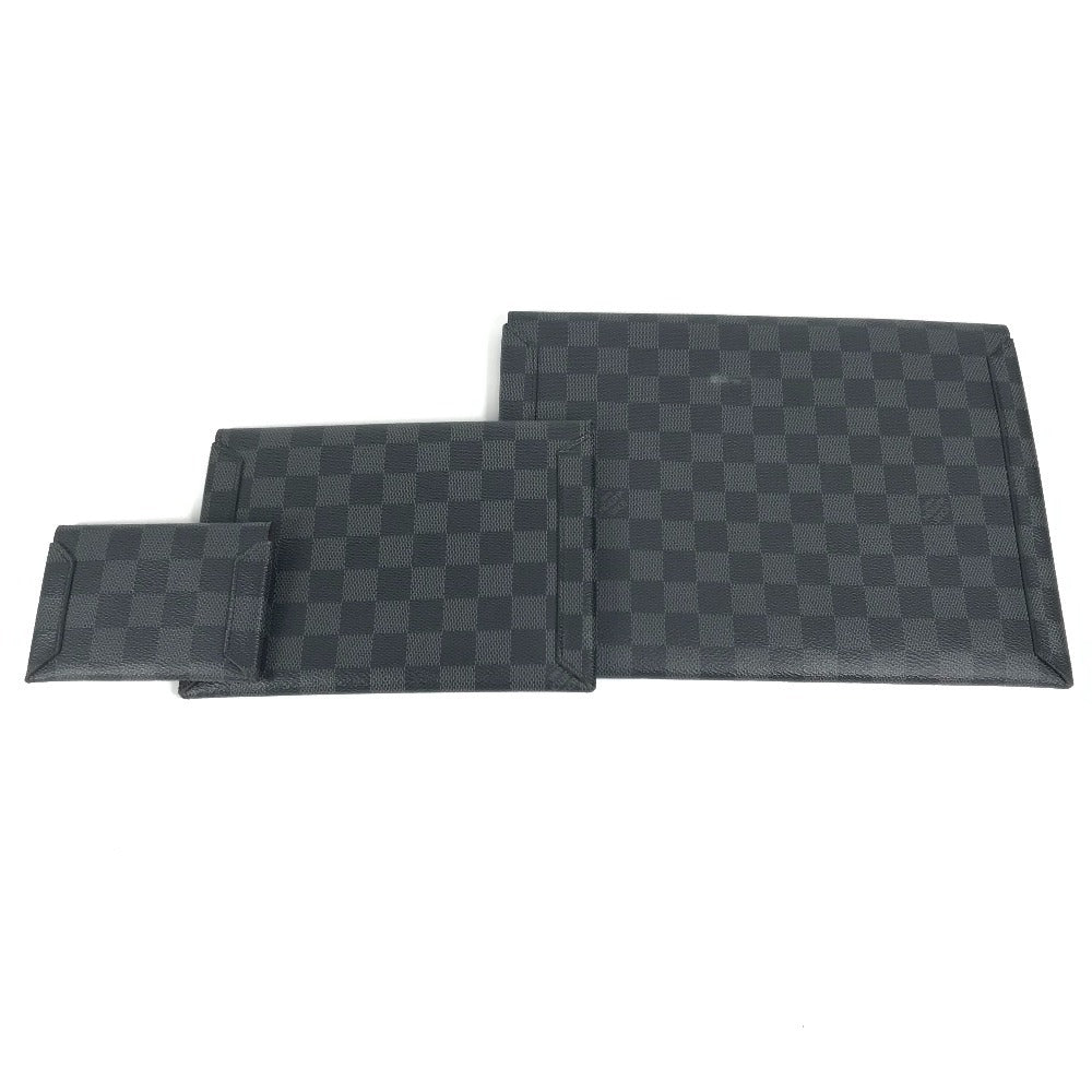 LOUIS VUITTON Clutch bag N60255 Damier Grafitto Canvas black Damier Grafitte Alpha Triple Pouch 3-Piece Set