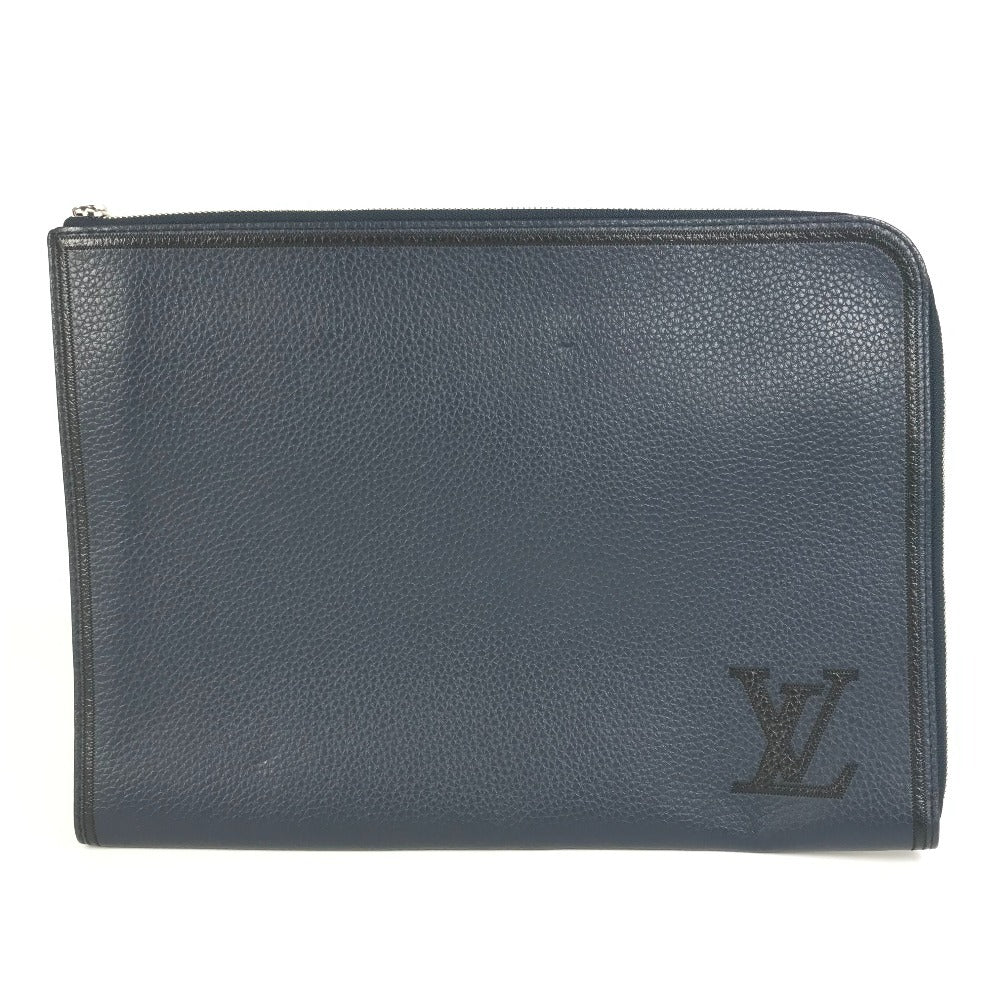 LOUIS VUITTON Clutch bag M68235 Taurillon Clemence Leather Navy LV logo Pochette Jules GM