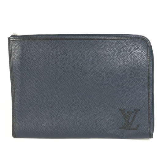 LOUIS VUITTON Clutch bag M68235 Taurillon Clemence Leather Navy LV logo Pochette Jules GM