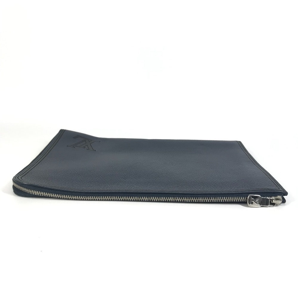 LOUIS VUITTON Clutch bag M68235 Taurillon Clemence Leather Navy LV logo Pochette Jules GM