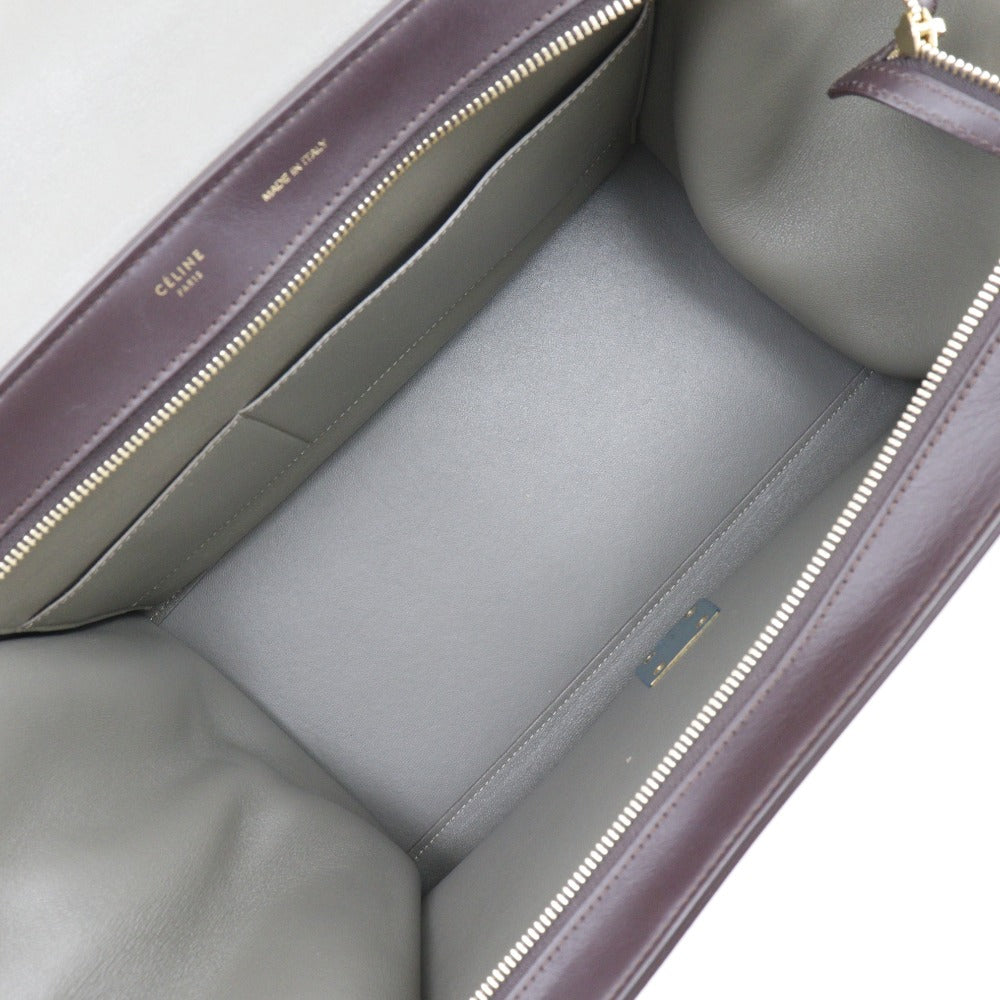 CELINE Handbag Calfskin, suede Brown / Gray 2WAYShoulder Trapeze Women Used Authentic