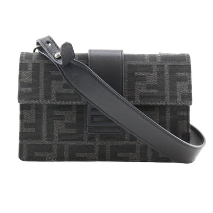 FENDI Shoulder Bag 7M0295 Nylon canvas, leather black clutch 3WAY Marsupio Baguette mens Used Authentic