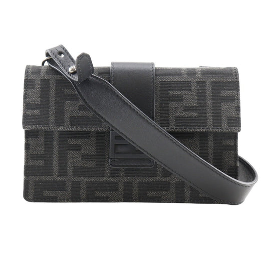 FENDI Shoulder Bag 7M0295 Nylon canvas, leather black clutch 3WAY Marsupio Baguette mens Used Authentic