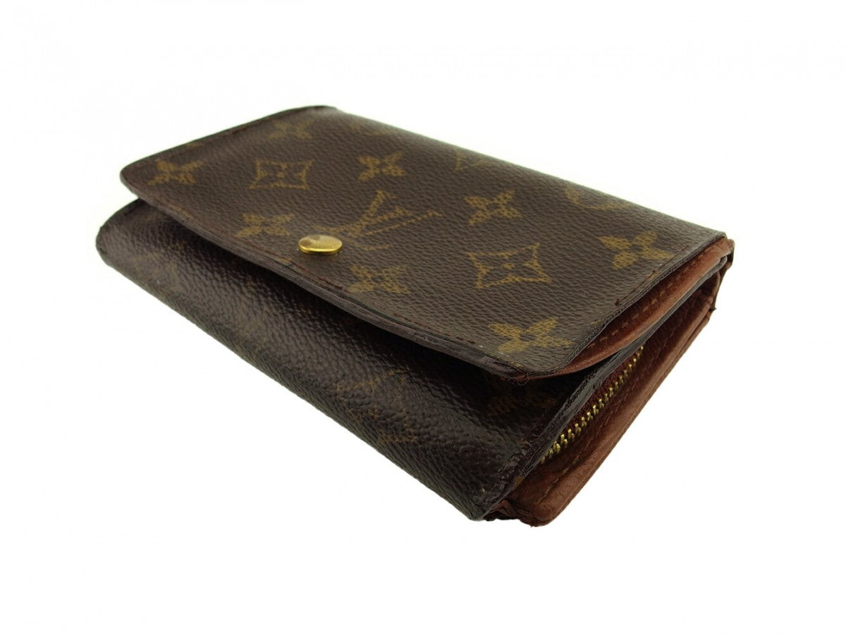 LOUIS VUITTON Long Wallet Purse M61730 Brown beige gold Portonebi Tresol
