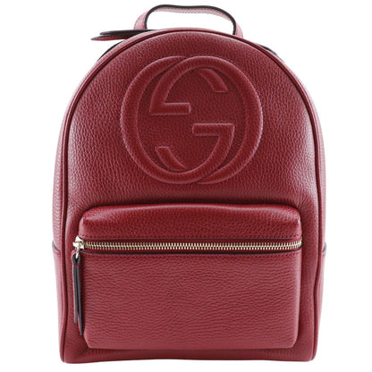 GUCCI Backpack 536192 leather Red ChainBackpack Interlocking Soho Women Used Authentic