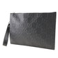 GUCCI Clutch bag 625569 leather black GG emboss mens Used Authentic