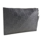 GUCCI Clutch bag 625569 leather black GG emboss mens Used Authentic