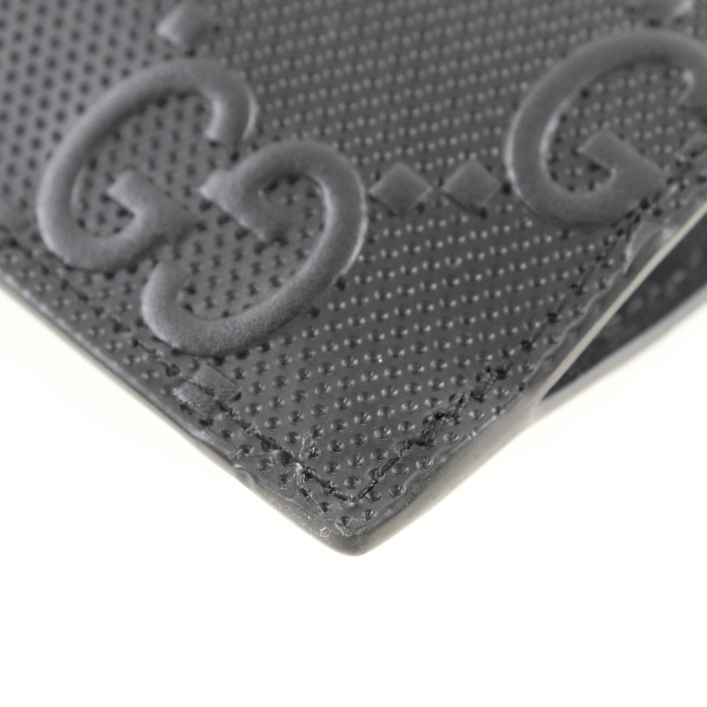 GUCCI Clutch bag 625569 leather black GG emboss mens Used Authentic