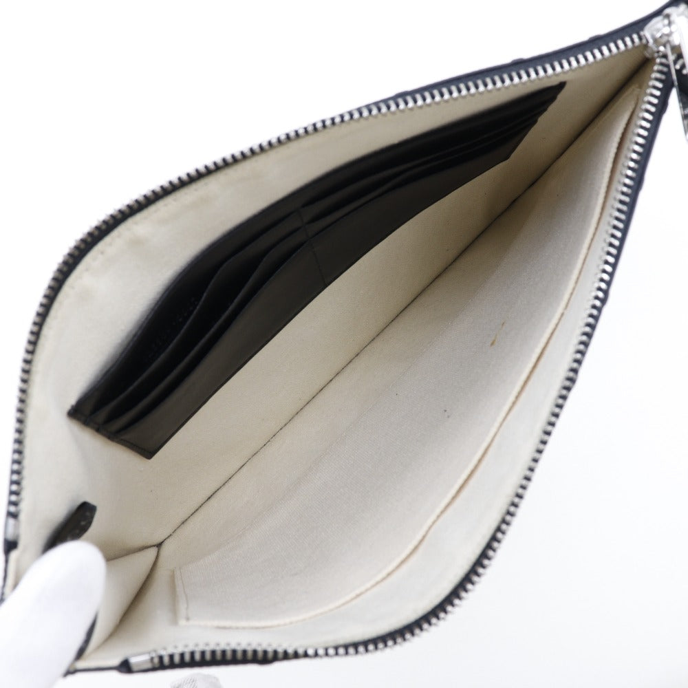 GUCCI Clutch bag 625569 leather black GG emboss mens Used Authentic