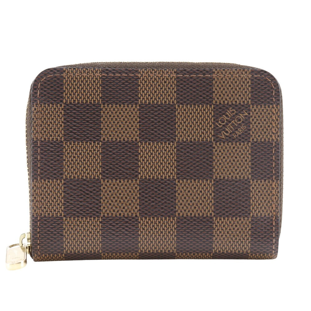 LOUIS VUITTON Coin case N63070 Damier canvas Brown Zip around purse Women Used Authentic