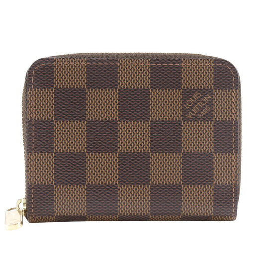 LOUIS VUITTON Coin case N63070 Damier canvas Brown Zip around purse Women Used Authentic