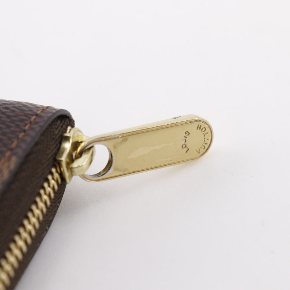 LOUIS VUITTON Coin case N63070 Damier canvas Brown Zip around purse Women Used Authentic