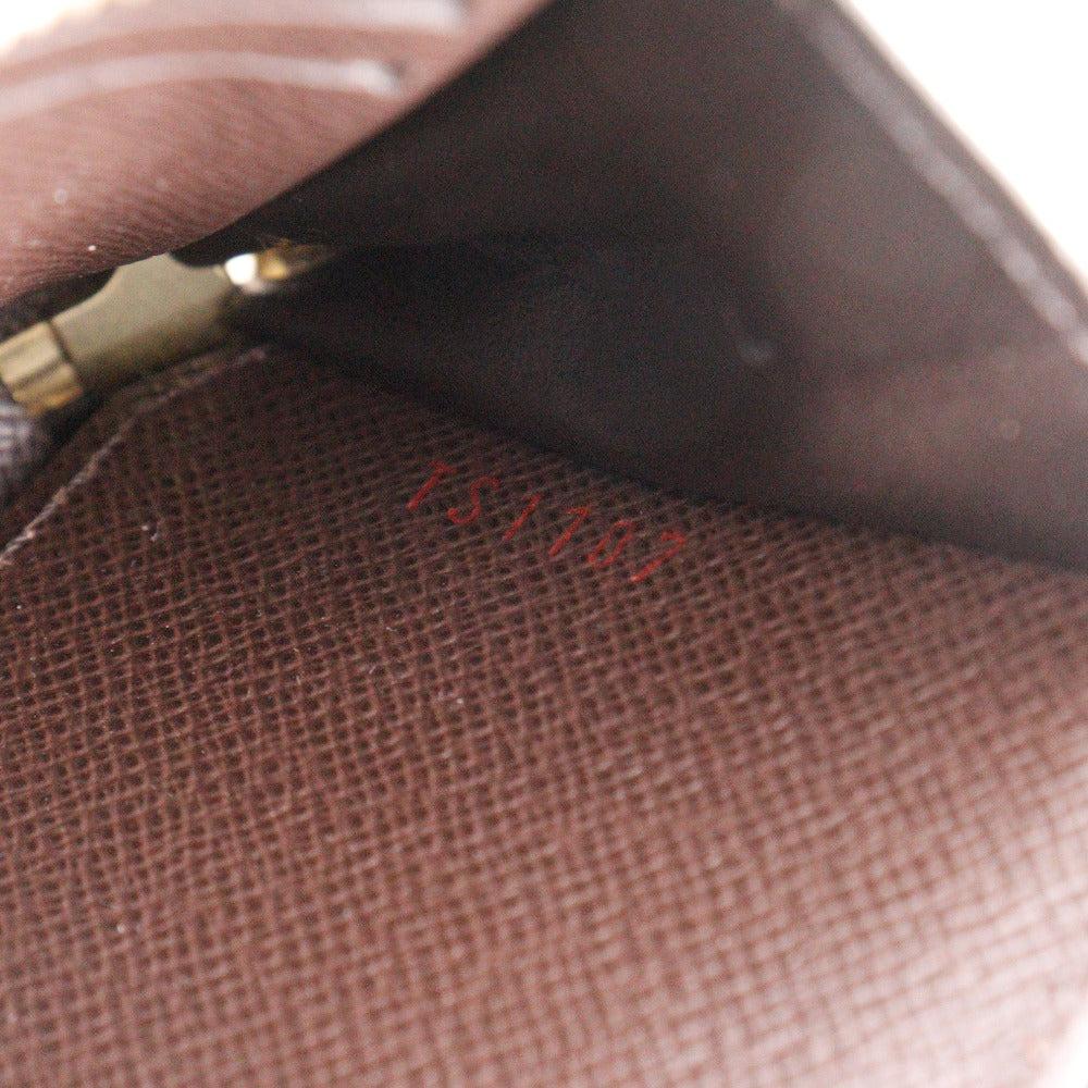 LOUIS VUITTON Coin case N63070 Damier canvas Brown Zip around purse Women Used Authentic