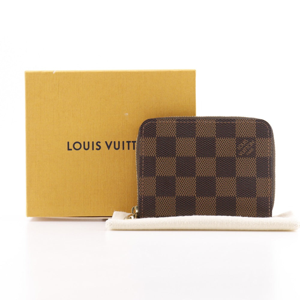 LOUIS VUITTON Coin case N63070 Damier canvas Brown Zip around purse Women Used Authentic
